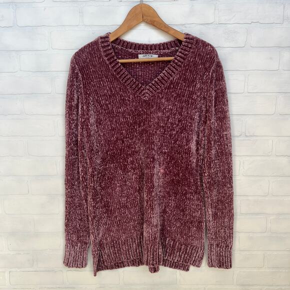 Orvis Women's Mauve Pink Very Soft Cozy Chenille VNeck Sweater-sz M - Picture 1 of 6